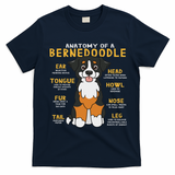 Bernedoodle Anatomy Funny Dog Mom Dad Cute Gift T-Shirt - Navy Blue