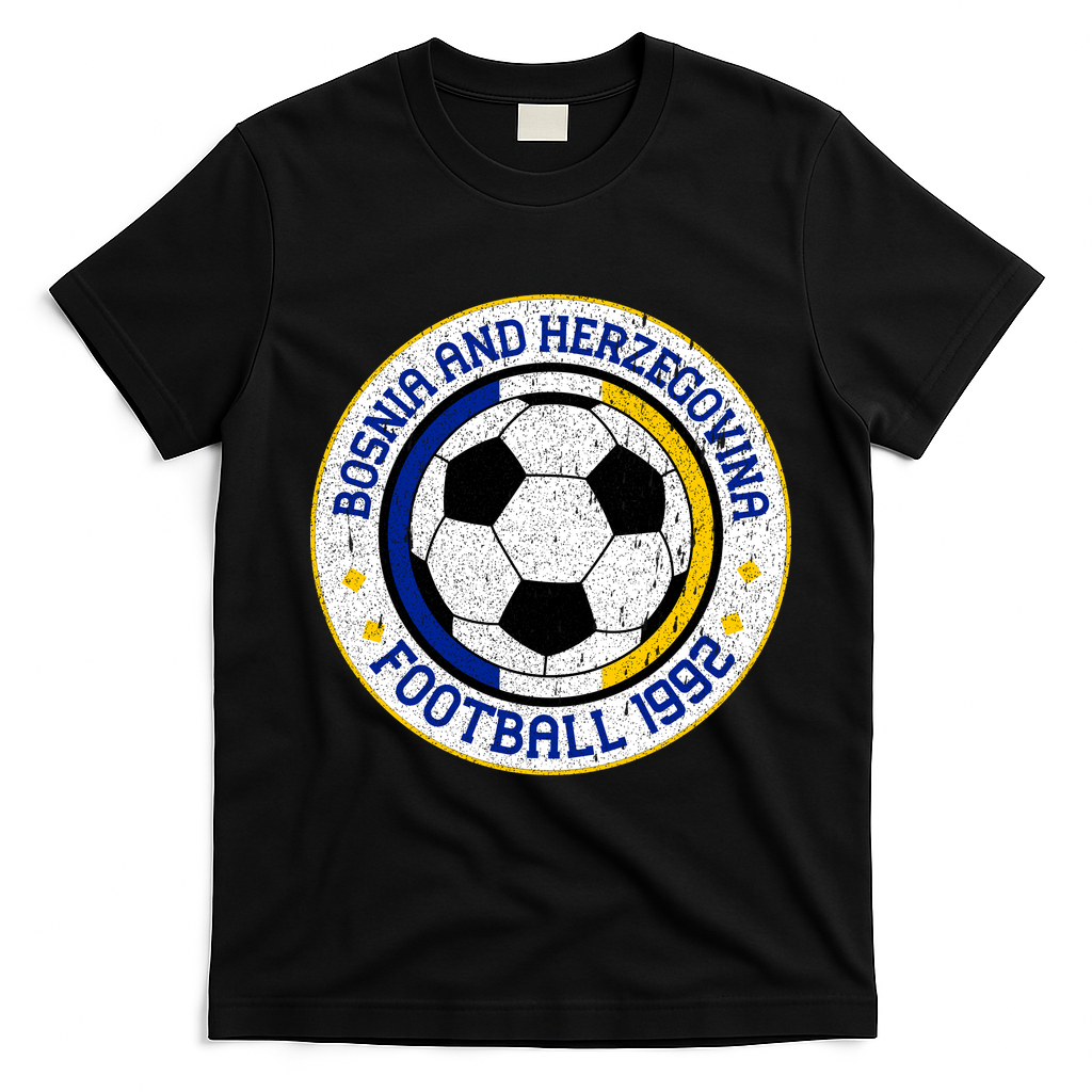 Bosnia And Herzegovina Football Vintage 1992 T-Shirt - Black