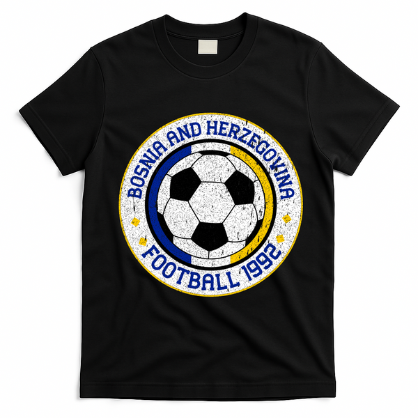 Bosnia And Herzegovina Football Vintage 1992 T-Shirt - Black