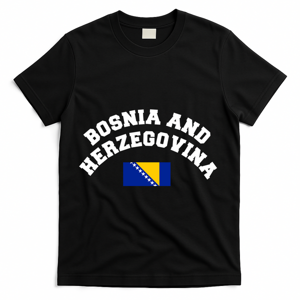 Bosnia And Herzegovina Flag Soccer Sportswear T-Shirt - Black