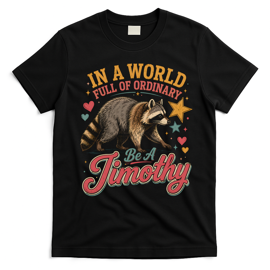Be A Jimothy Raccoon Funny Viral Meme T-Shirt - Black