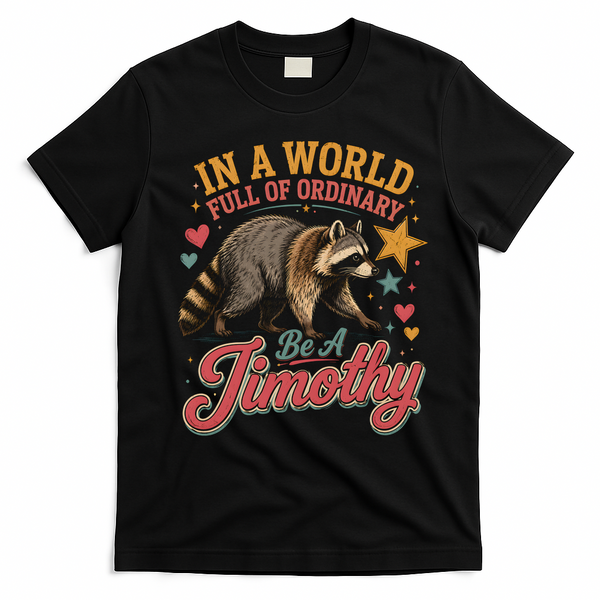 Be A Jimothy Raccoon Funny Viral Meme T-Shirt - Black