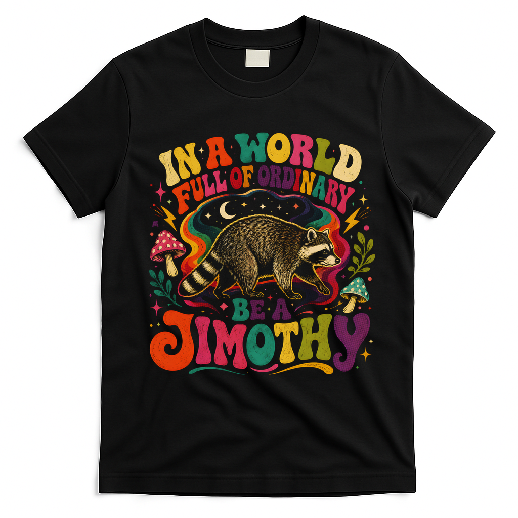 Be A Jimothy In A World Full Of Ordinary Raccoon T-Shirt - Black