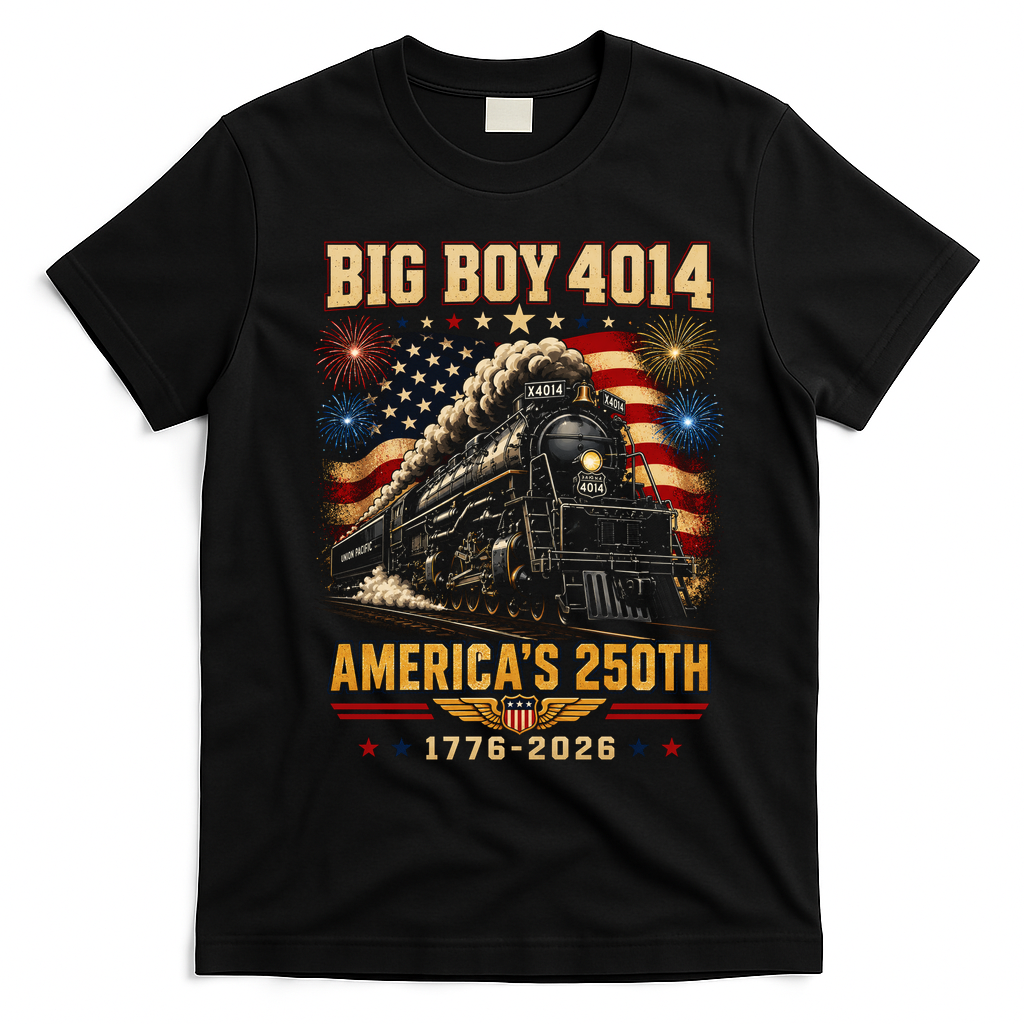 Big Boy 4014 America's 250th Commemorative Train T-Shirt - Black