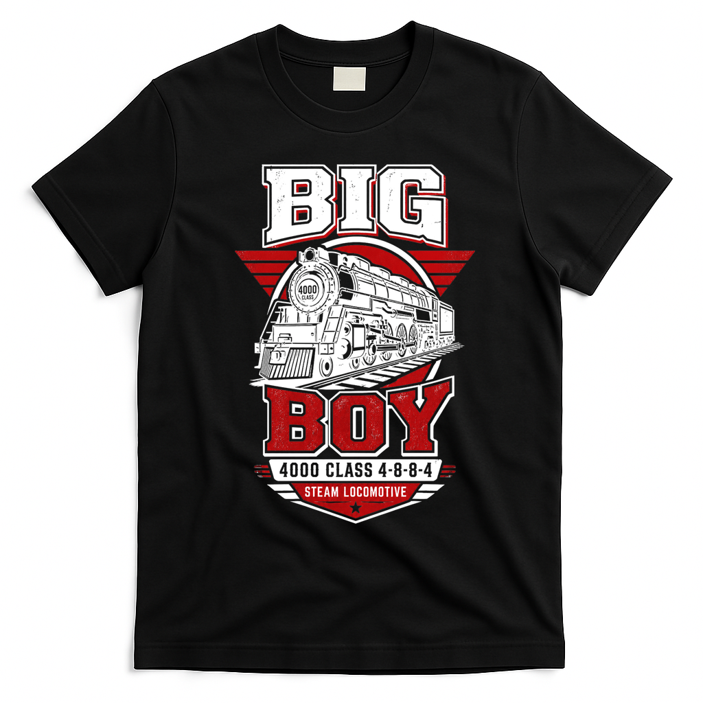 Big Boy 4000 Class Steam Locomotive American Train T-Shirt - Black