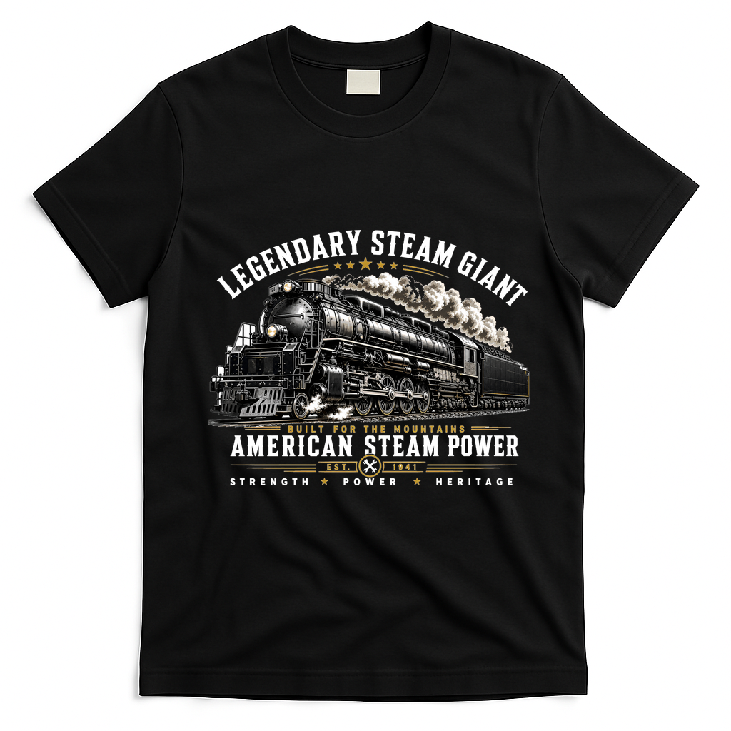 Big Boy 4014 Legendary Steam Train American Locomotive T-Shirt - Black
