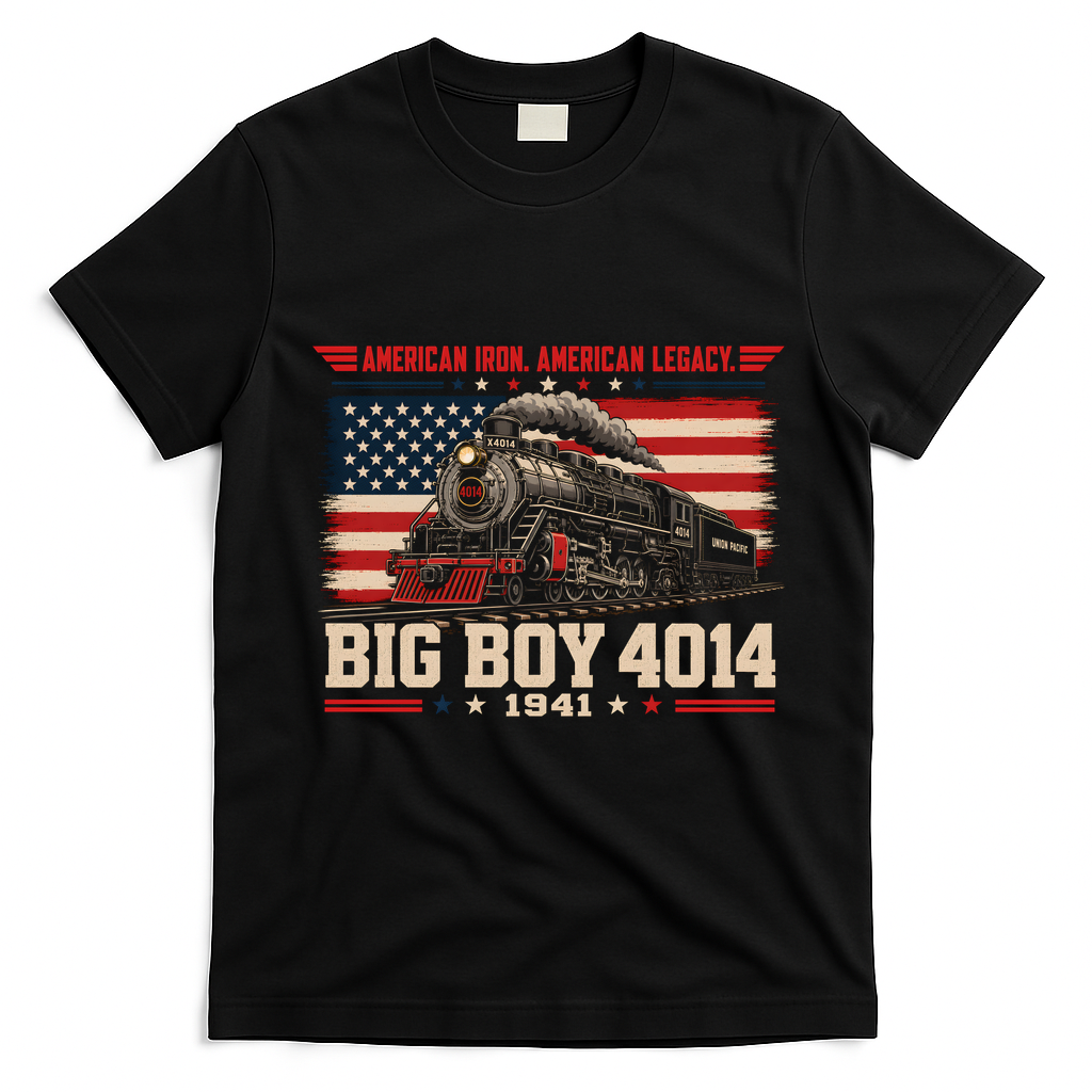 Big Boy 4014 Steam Train American Iron Legacy Vinatge T-Shirt - Black