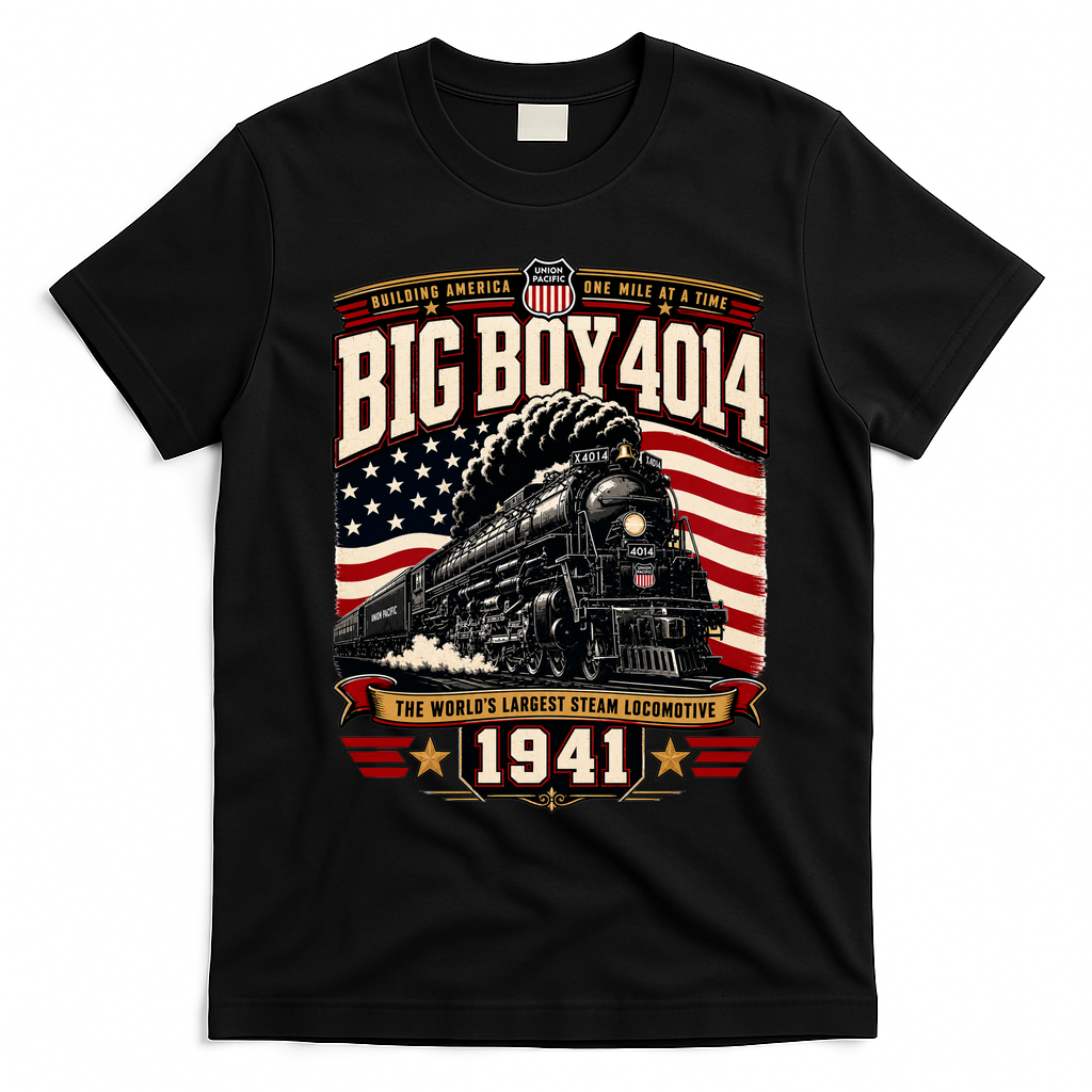Big Boy 4014 Steam Engine Locomotive Train Railroad T-Shirt - Black