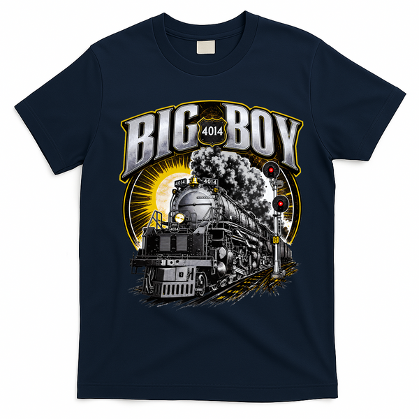 Big Boy 4014 Vintage Steam Engine Locomotive Railroad T-Shirt - Navy Blue