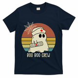 Boo Boo Crew Nurse Halloween Nurse Retro T-Shirt - Navy