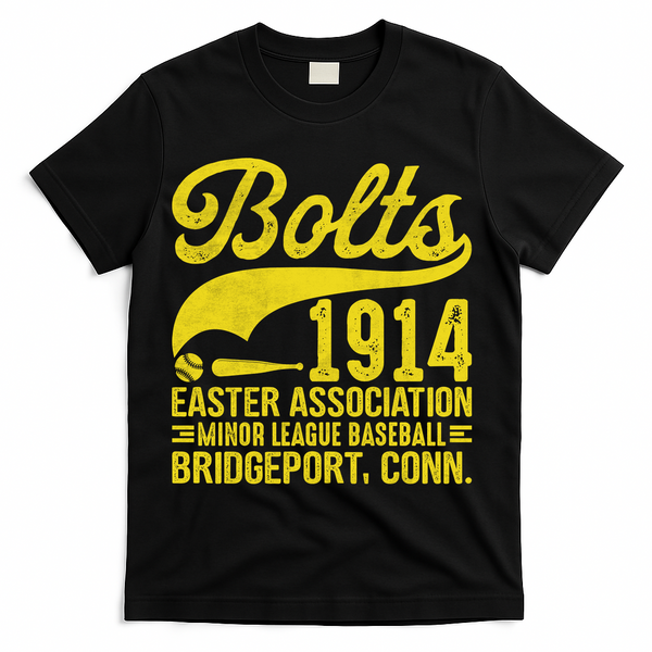 Bridgeport Bolts Connecticut Vintage Baseball Team T-Shirt - Black