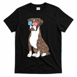 Brindle Boxer Dog Lovers July 4th Patriotic USA Sunglasses T-Shirt - Black