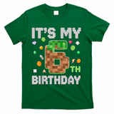 Birthday Boy It'S My 6th Birthday Gamer Pixel Number T-Shirt - Green