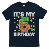 Birthday Boy It'S My 6th Birthday Gamer Pixel Number T-Shirt - Navy