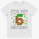 Birthday Boy It'S My 6th Birthday Gamer Pixel Number T-Shirt - White