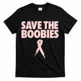 Breast Cancer Awareness Save The Boobies Ribbon Halloween T-Shirt - Black