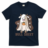 Boo Cow Farm Animals Funny Ghost Halloween Bull Sheet Gift T-Shirt - Navy Blue