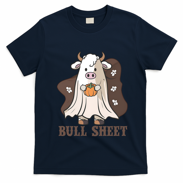 Boo Cow Farm Animals Funny Ghost Halloween Bull Sheet Gift T-Shirt - Navy Blue