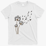 Border Collie Flower Fly Dandelion Funny Dog T-Shirt - White