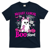 Breast Cancer Is Boo Sheet Halloween Breast Cancer Awareness T-Shirt - Navy Blue