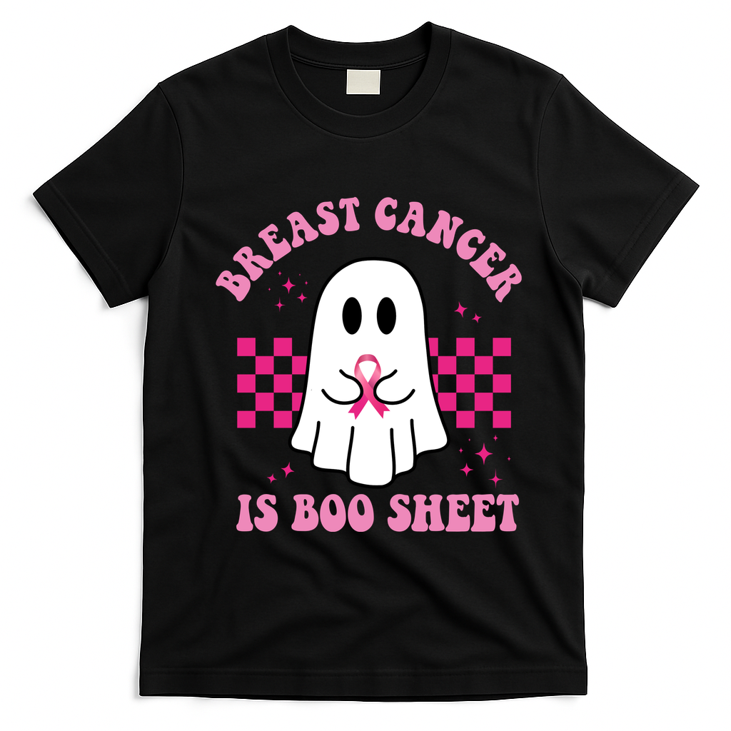 Breast Cancer Is Boo Sheet October Awareness T-Shirt - Black