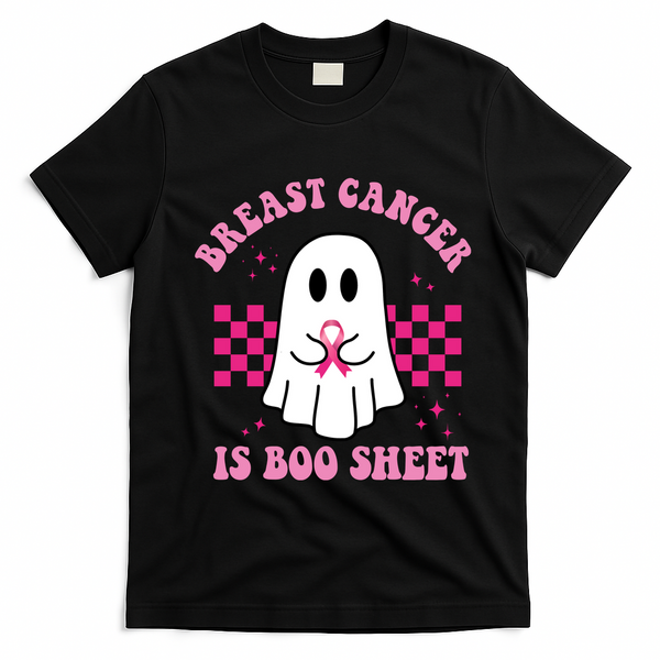 Breast Cancer Is Boo Sheet October Awareness T-Shirt - Black