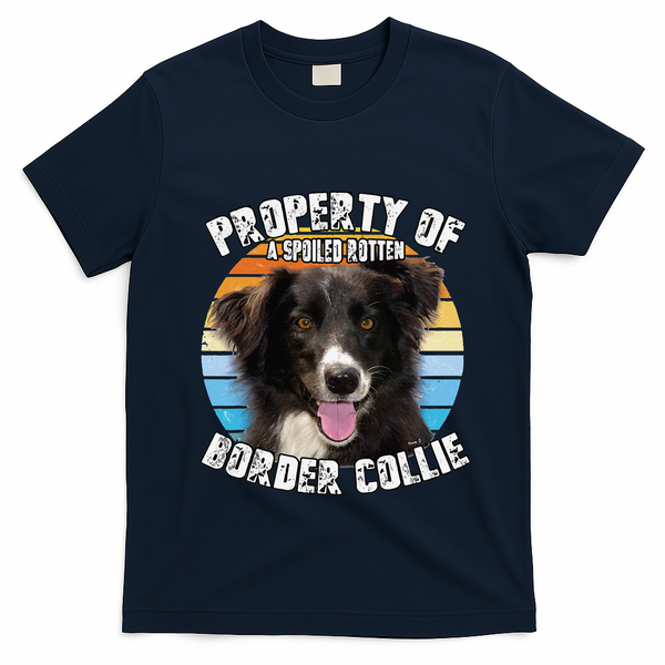 Border Collie Property Of Cute Dog T-Shirt - Navy Blue