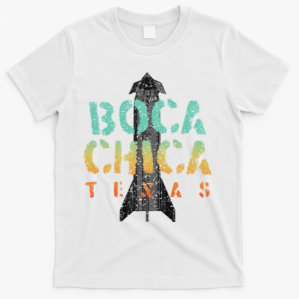Boca Chica Texas Starship Cool Retro T-Shirt - White