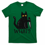 Black Cat What Knife Funny Murderous Halloween Pet Women T-Shirt - Green