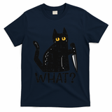 Black Cat What Knife Funny Murderous Halloween Pet Women T-Shirt - Navy