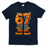 Basketball Drip 67 Six Seven Funny 6-7 Gen Alpha Meme T-Shirt - Navy