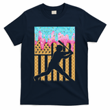 Baseball Drip Bat Dripping Ice Cream American Flag T-Shirt - Navy