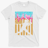 Baseball Drip Bat Dripping Ice Cream American Flag T-Shirt - White