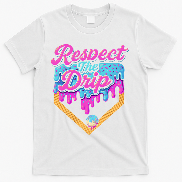 Baseball Drip B.oys Home Plate Ice Cream Respect The Drip T-Shirt - White