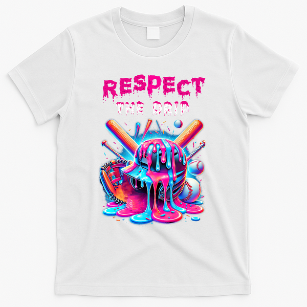 Baseball Drip B.oys Ice Cream Drip Yout.h Respect The Drip T-Shirt - White