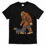 Bigfoot Dachshund Dog Walk Funny Sasquatch Lovers T-Shirt - Black
