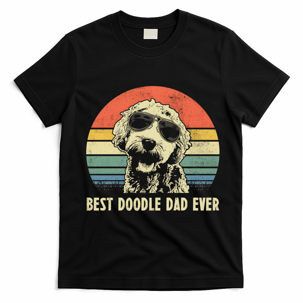 Best Doodle Dad Ever Funny Goldendoodle Dad Vintage Funny Gift Cool Gift T-Shirt - Black