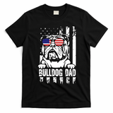 Bulldog Dad Father's Day English Bulldog Bull Dog Dad American Flag 4th Of July T-Shirt - Black