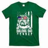 Bulldog Dad Father's Day English Bulldog Bull Dog Dad American Flag 4th Of July T-Shirt - Irish Green