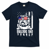 Bulldog Dad Father's Day English Bulldog Bull Dog Dad American Flag 4th Of July T-Shirt - Navy Blue