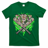 Baseball Drip For Boy Ice Cream Dripping Boy Baseball Camo  T-Shirt - Green