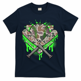 Baseball Drip For Boy Ice Cream Dripping Boy Baseball Camo  T-Shirt - Navy