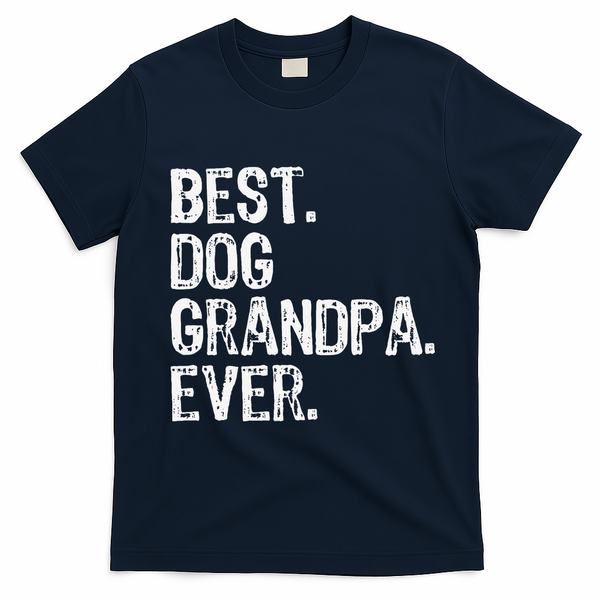 Best Dog Grandpa Ever Funny Cool T-Shirt - Navy Blue