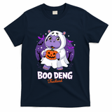 Boo Deng Halloween Costume Cute Baby Hippo Moo Deng Funny T-Shirt - Navy