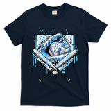 Baseball Drip Ice Cream Drip Baseball  T-Shirt - Navy