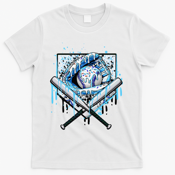 Baseball Drip Ice Cream Drip Baseball  T-Shirt - White