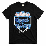 Baseball Drip Ice Cream Drip Respect The Drip T-Shirt - Black