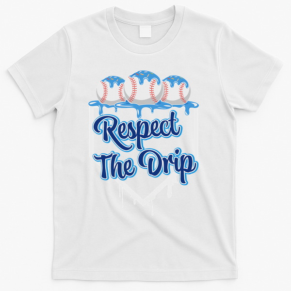 Baseball Drip Ice Cream Drip Respect The Drip T-Shirt - White