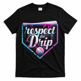 Baseball Drip Ice Cream Dripping Respect The Drip  T-Shirt - Black