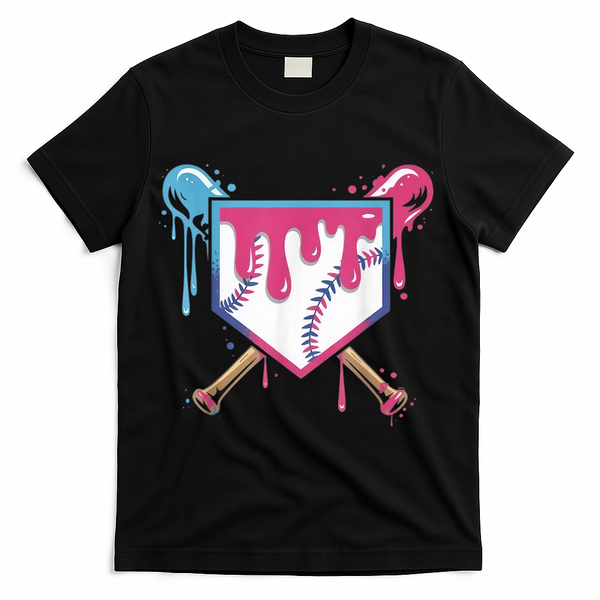 Baseball Drip  Ice Cream Drip Bo.ys Baseball T-Shirt - Black